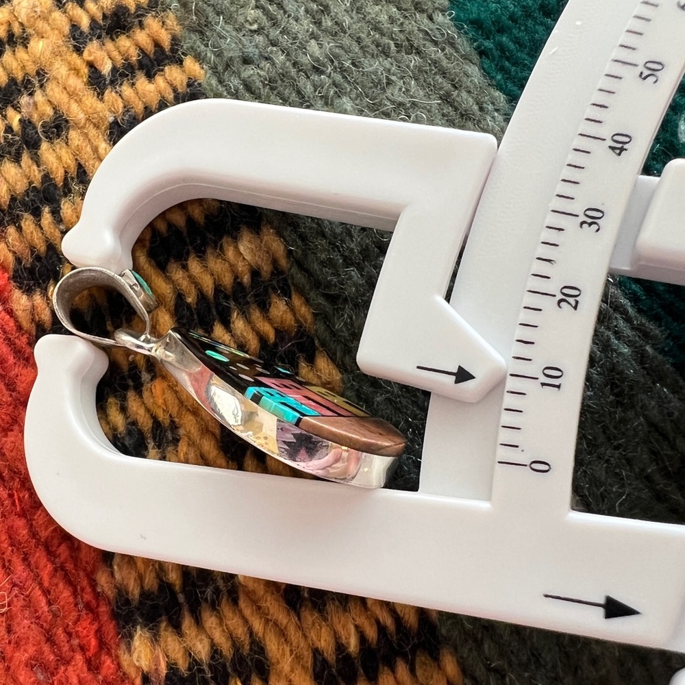 ❤️ Signed Galaxy Pueblo 925 Navajo “RD” Celestial Inlaid Pendant Native American - Picture 5 of 10
